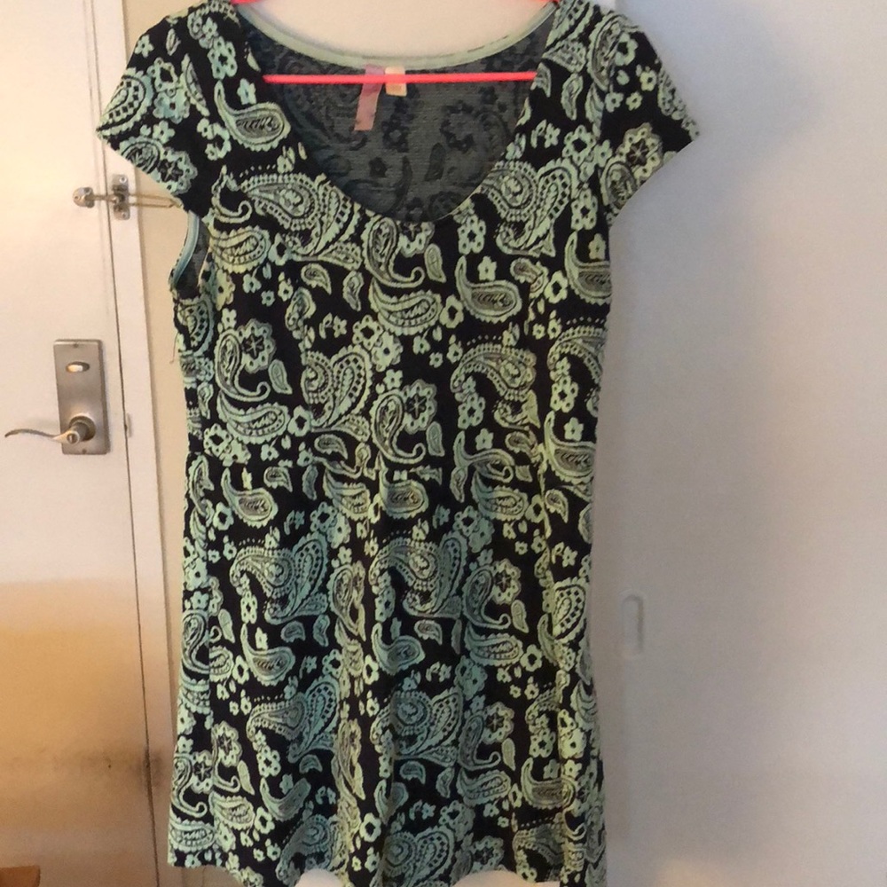 Navy/Mint Green Patterned Dress